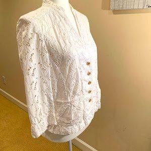 Banana Republic White Eyelet Jacket Size S